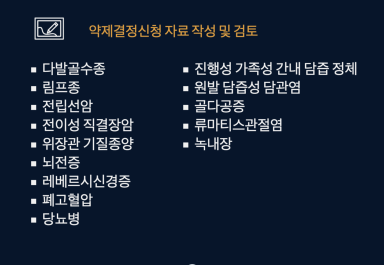 약제결정신청 자료작성 및 심사